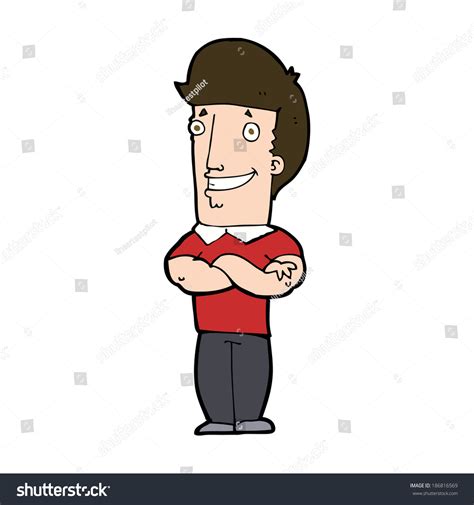 Cartoon Man Folded Arms Grinning Stock Vector Royalty Free 186816569