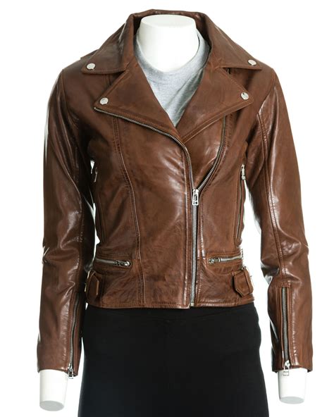 Women S Brown Asymmetric Leather Biker Jacket Leather Shop