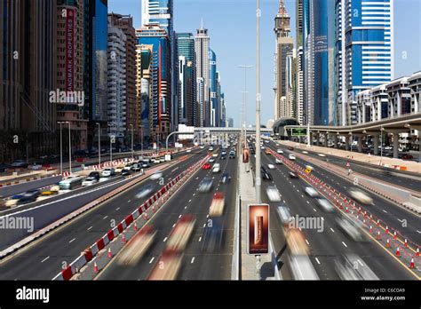 United Arab Emirates Dubai Sheikh Zayed Rd Traffic And New High Rise