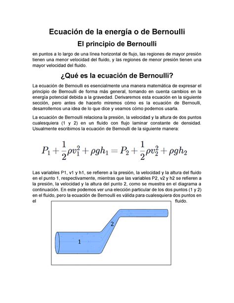 Ecuacion De La Energia Ecuación De La Energía O De Bernoulli El
