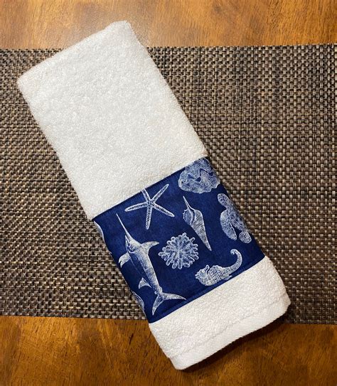 Navy Blue Nautical Hand Towel Kitchen Towel Bathroom Towel Etsy