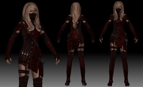 Crimson Ninja Outfit Zbrush At Skyrim Nexus Mods And Community
