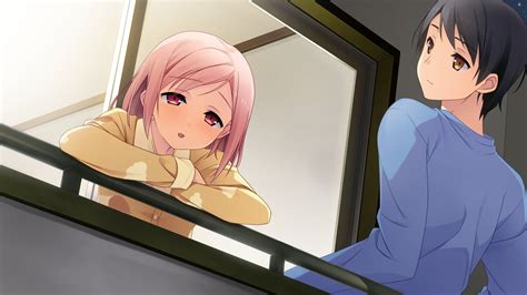 X Resolution Pink Haired Girl On Terrace Beside Black Haired Boy Anime Scene Hd