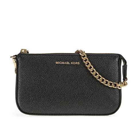 Michael Michael Kors Black Pebbled Leather Chain Clutch Bag