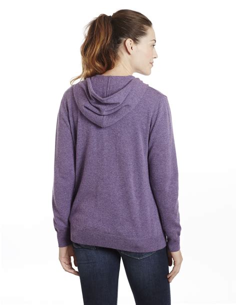 Womens 100 Cashmere Zip Front Drawstring Hoodie Cardigan Sweater Ebay