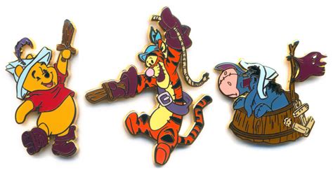 Pooh Eeyore And Tigger Pooh And Friends Pirates 3 Pin Set Pin And Pop