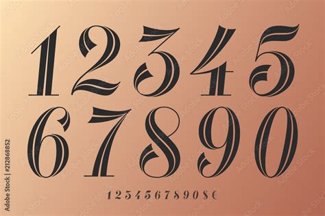 Numbers Font Classical Elegant Font Of Numbers With Contemporary