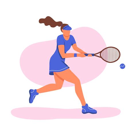 Une Jeune Femme Jouant Au Tennis Un Caractère Plat Illustration