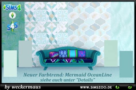 Blackys Sims 4 Zoo Ocean Line Mermaid Walls By Weckermaus • Sims 4