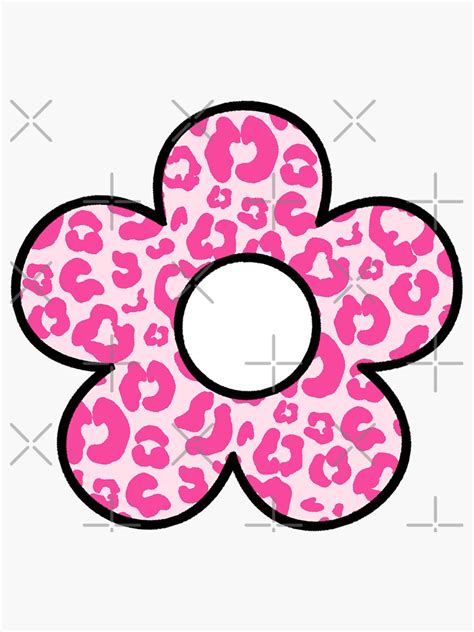 Pink Cheetah Print Flower Sticker For Sale By Adequatedesigns Redbubble