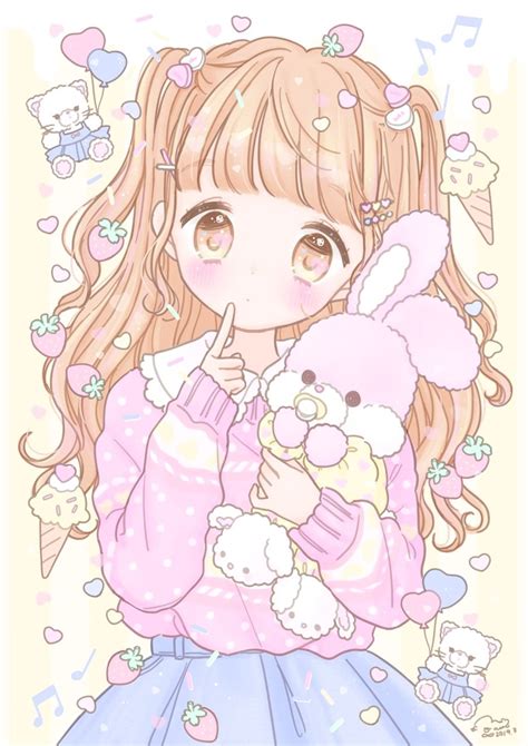 Anime Pink Cute Girl Art By Manamoko Anime Girl By Fancy Surprise Anime Doll Pastel Pink