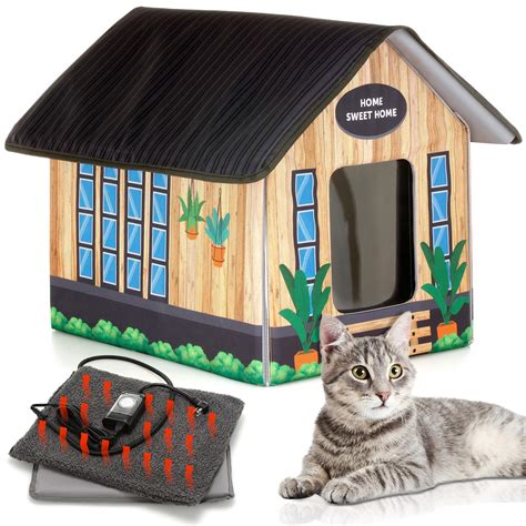 Petyella Outdoor Cat House Feral Cat Shelter Heated Easy To