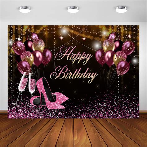 Buy Avezano Black Gold Pink Glitters Birthday Backdrop For Girl Women Photoshoot Happy Birthday