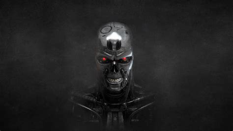 Download Wallpaper 1920x1080 Terminator Skeleton Metal Black Eyes