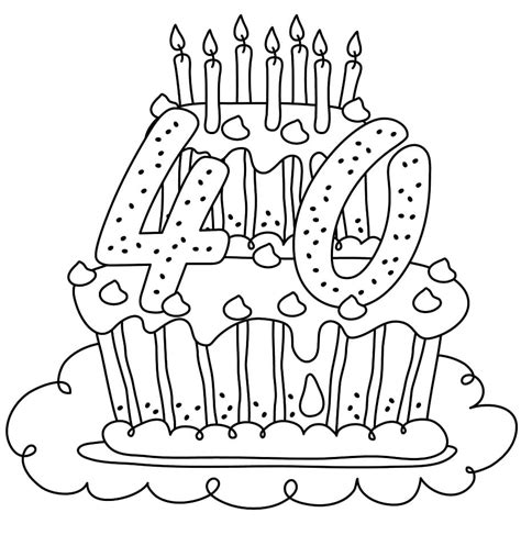 Birthday Cake With Number 40 Coloring Page Download Print Or Color
