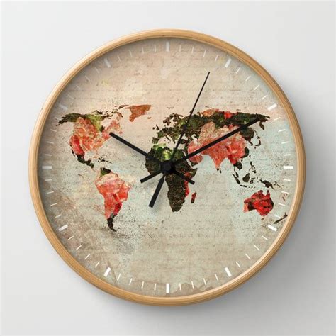 Vintage World Map Wall Clock Wall Clock Clock World Map Wall