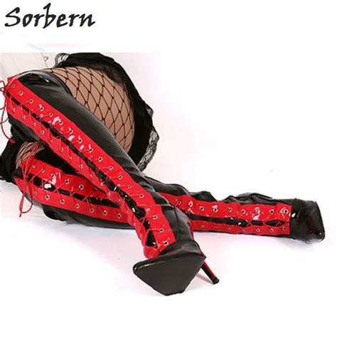 Sorbern Women S Sexy Fetish High Heels Pointed Toe Stiletto Lace Up Gothic Boots Ladies Shoes