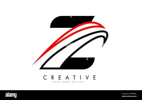 Z Letter Logo With Black And Red Monogram Swashes Design Vector