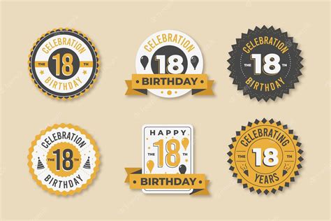 Free Vector 18th Birthday Badges Collection