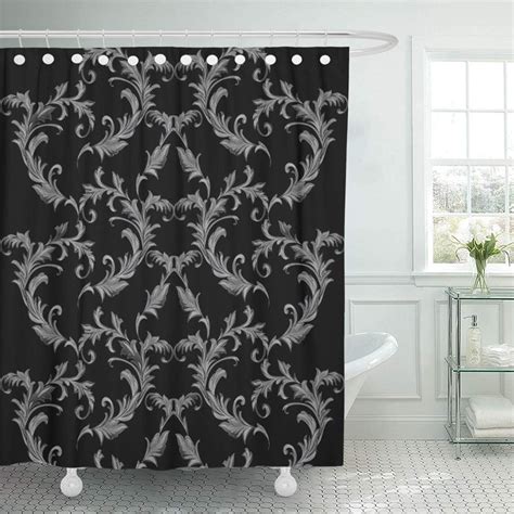 Ksadk Antique Baroque Pattern With Silver Scrolls And Damask Black