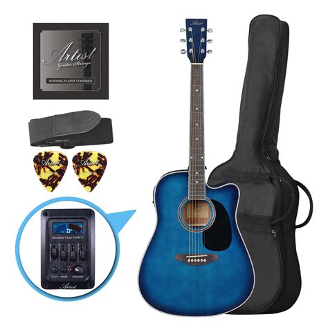Artist LSPCEQTBB Beginner Acoustic Electric Guitar Pack - Blue