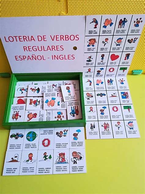 Para aprender inglés desde tu casa o en la escuela. Lotería Verbos Regulares Español-inglés Material Didáctico ...