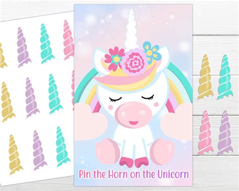 Pin The Horn On The Unicorn Printable Game Instant Download Etsy España