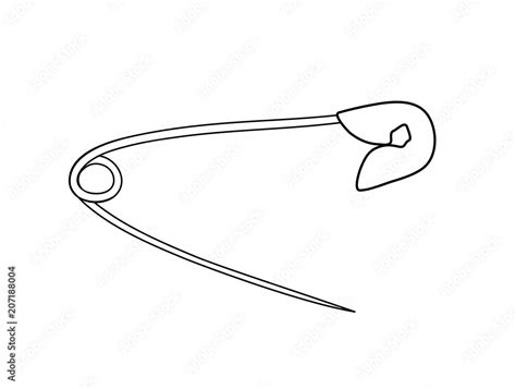 Vector Illustration Isolated Safety Pin In Black And White Colors