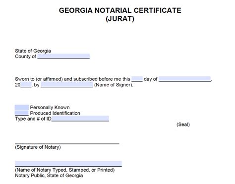 Free Georgia Notarial Acknowledgement Certificate Jurat Pdf Word