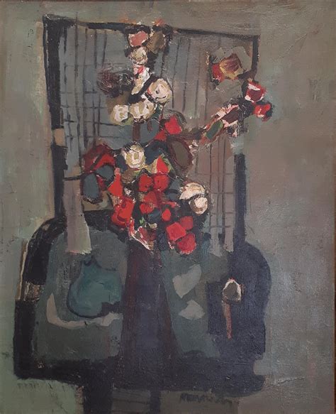 Lot Zvi Mairovitch 1911 1974 Israeli Vase Of Flowers Oil On Canvas