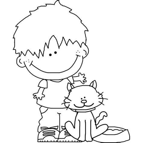 Boy with Cat Coloring Page – Get the Best Here