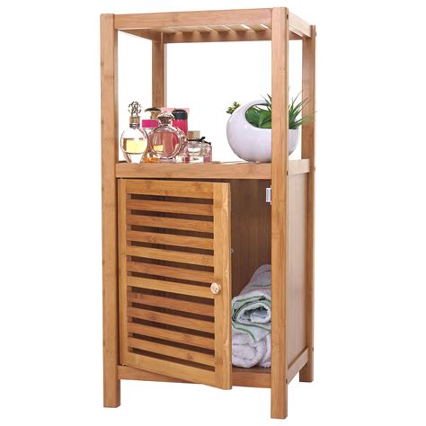 Badregal HWC-B18, Badezimmer Badschrank Standregal mit Tür ...