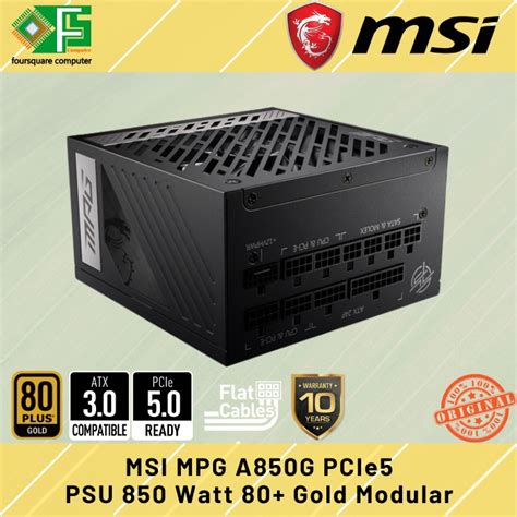 Jual Psu Msi Mpg A850g Pcie5 850w 80 Plus Gold Modular Resmi Shopee