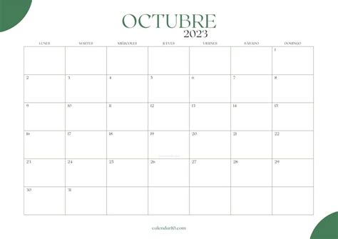 Calendario 2023 Con Fechas Importantes Octubre Imagen