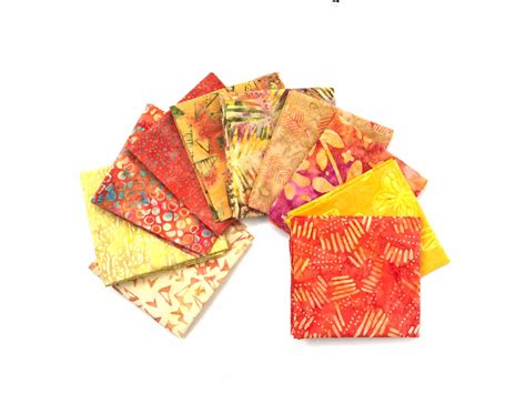 Batik Fat Quarter Bundle Pack Of 10 Fqs100 Cotton Oranges And Yellows Etsy