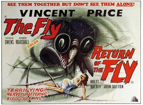 1969 British Double Feature Poster — The Fly 1958 And Return Of The Fly