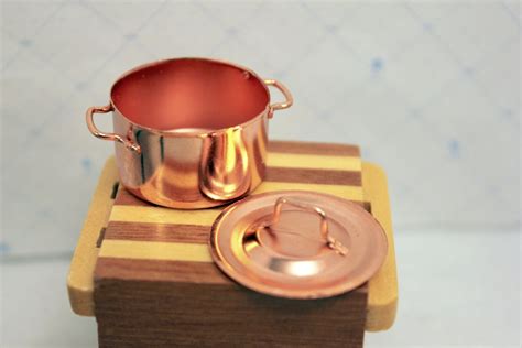 Miniature Copper Stock Pot Pan Dollhouse Dishes Etsy Miniatures