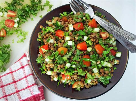 Lentil Tabbouleh Recipe Middle Eastern Vegetarian Salad With Lentils