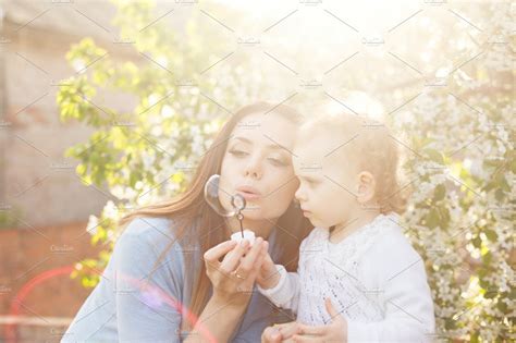 Mother And Daughter Soap Bubble High Quality People Images ~ Creative