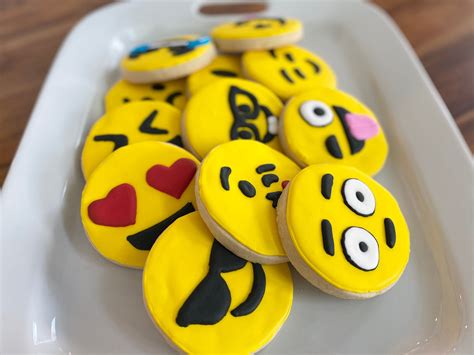 Emoji Sugar Cookies Custom Decorated Sugar Cookie Party Favors Etsy