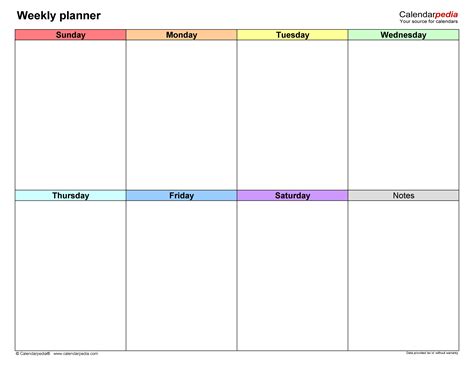 Free Weekly Planners In Pdf Format Templates