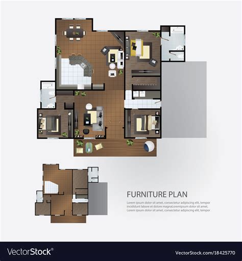 Layout Interior Plan With Furniture Royalty Free Vector