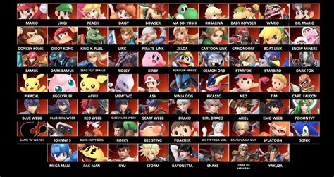 Super Smash Bros Characters Names