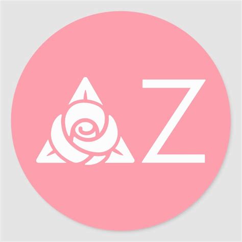 Delta Zeta Rose Icon White Classic Round Sticker Zazzle Delta Zeta