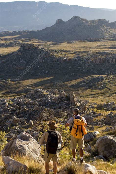 People Hiking In The Cederberg Nature Reserve South Africa Stock