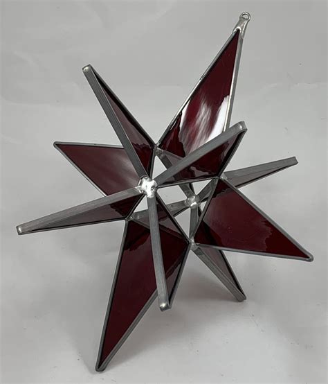 3d Stained Glass Moravian Star Christmas Star Ornament Red Glass 12