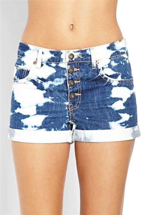 Lyst Forever 21 Valley Girl Bleached Denim Shorts In Blue
