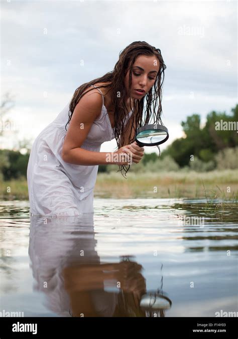 Woman Wading Lake Dress Hi Res Stock Photography And Images Alamy