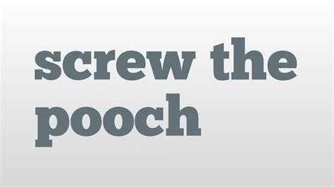 Screw The Pooch Meaning And Pronunciation Youtube