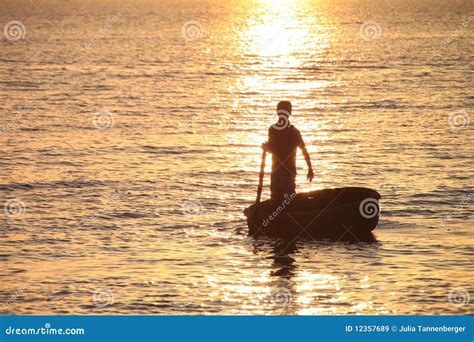 Fisherman In The Sunset Stock Image Image Of Ocean Asia 12357689